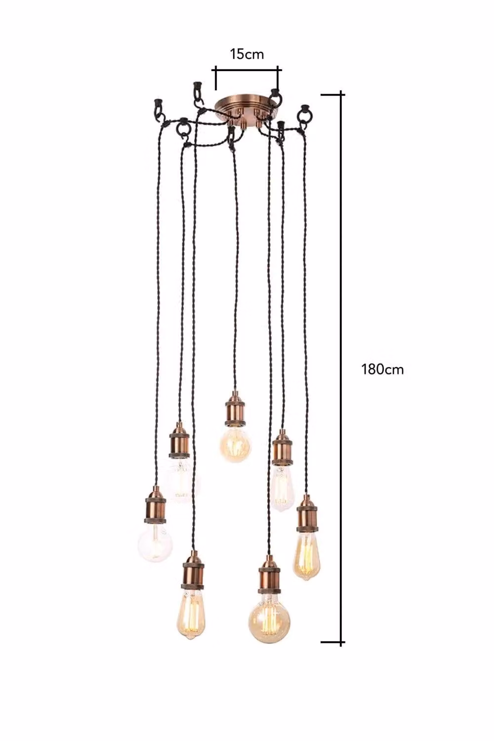 BHS Lighting Laura 7 Light Copper Suspended Ceiling Pendant with Transparent Glass – 2