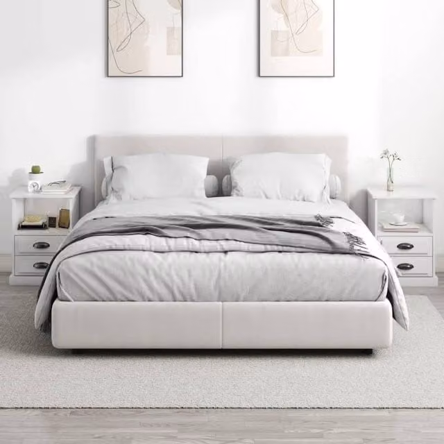 Berkfield Home Elegant High Gloss White Bedside Cabinets, 2 Pack, W/D/H: 43 x 36 x 60 cm