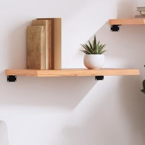vidaXL Rustic Oak Wall Shelf, Light Brown, W: 60 cm, D: 30 cm, H: 2-4 cm – 2