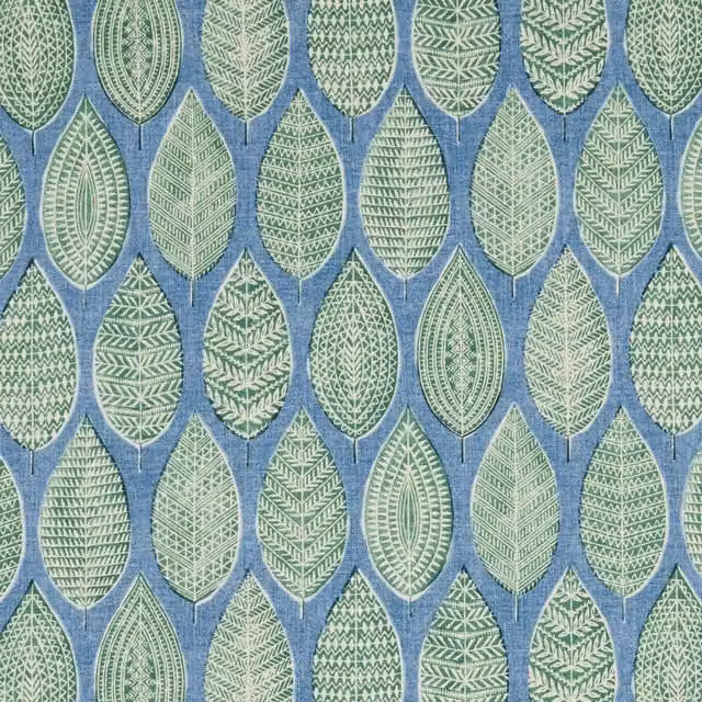 iLiv Malabar Floral Cotton Fabric Topaz in Petrol Blue