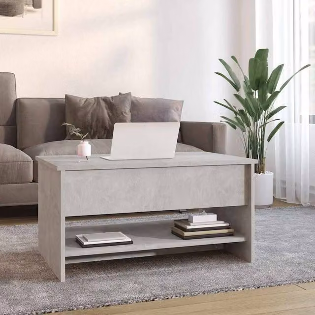 Berkfield Home Modern Coffee Table in Concrete Grey, W/D/H: 80 x 50 x 40 cm