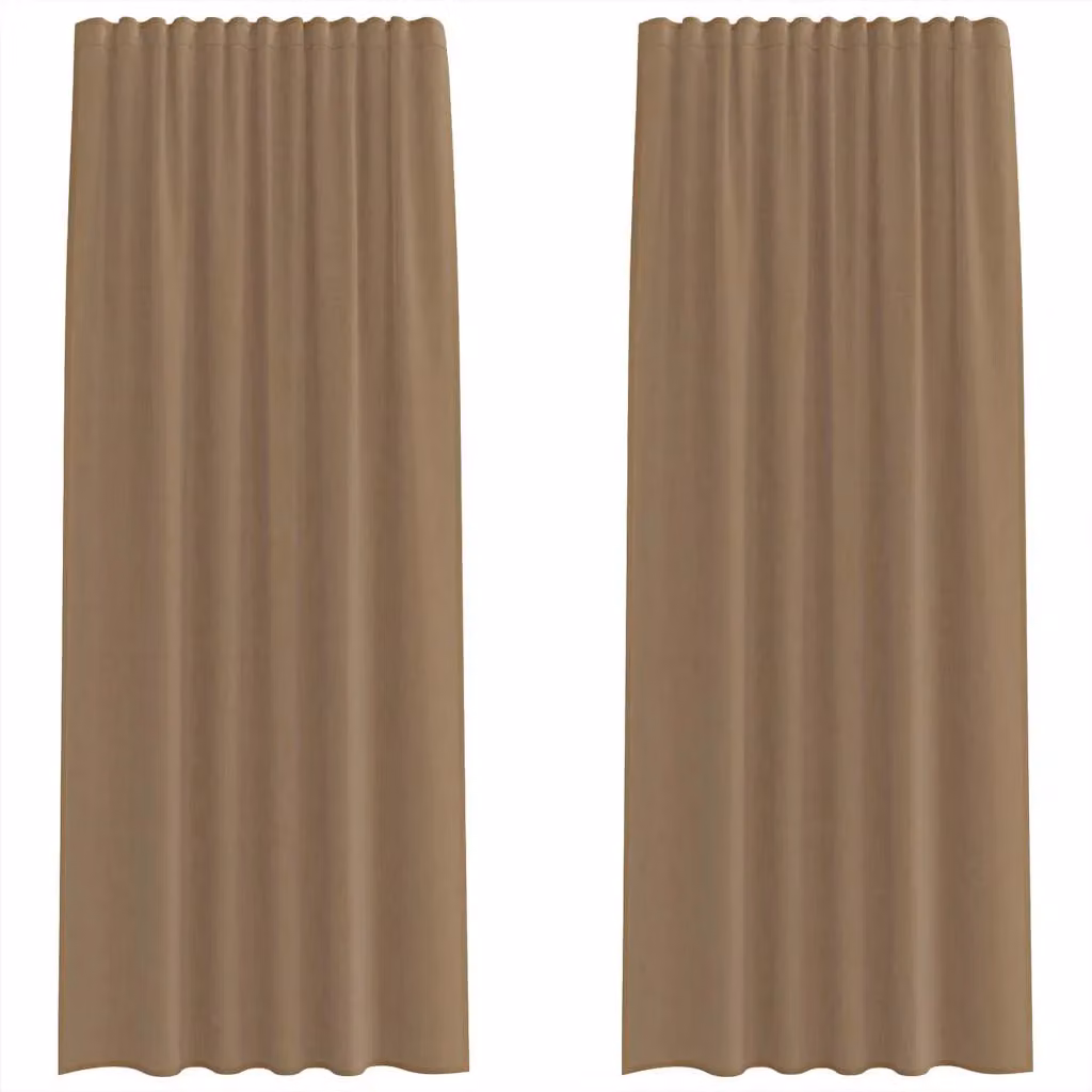 Berkfield Home Plain Transparent Voile Fabric Curtains with Rod Pockets, 2 Pack, Brown – 2