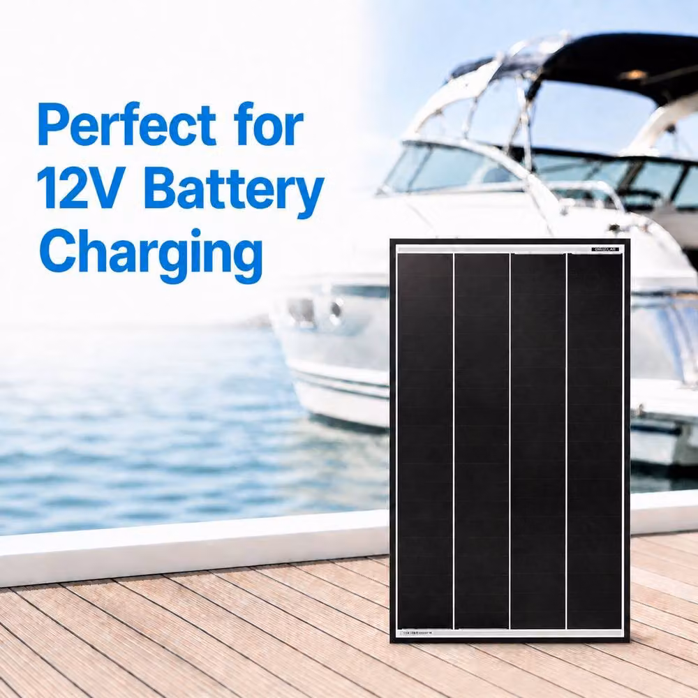 GWSOLAR 30W Monocrystalline PERC Efficient Solar Panel for 12V Battery, Black – 2