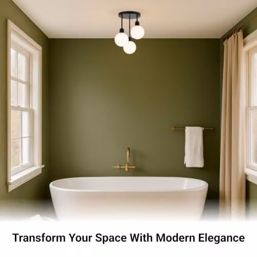 Cosylyte Modern Broome 3 Light Milk Glass Globe Ceiling Light, IP44 Bathroom Fixture, W/D/H: 34 x 34 x 44 cm – 7