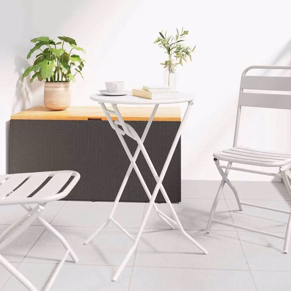 Berkfield Home White Folding Steel Garden Table, W: 50 cm, D: 72 cm – 2