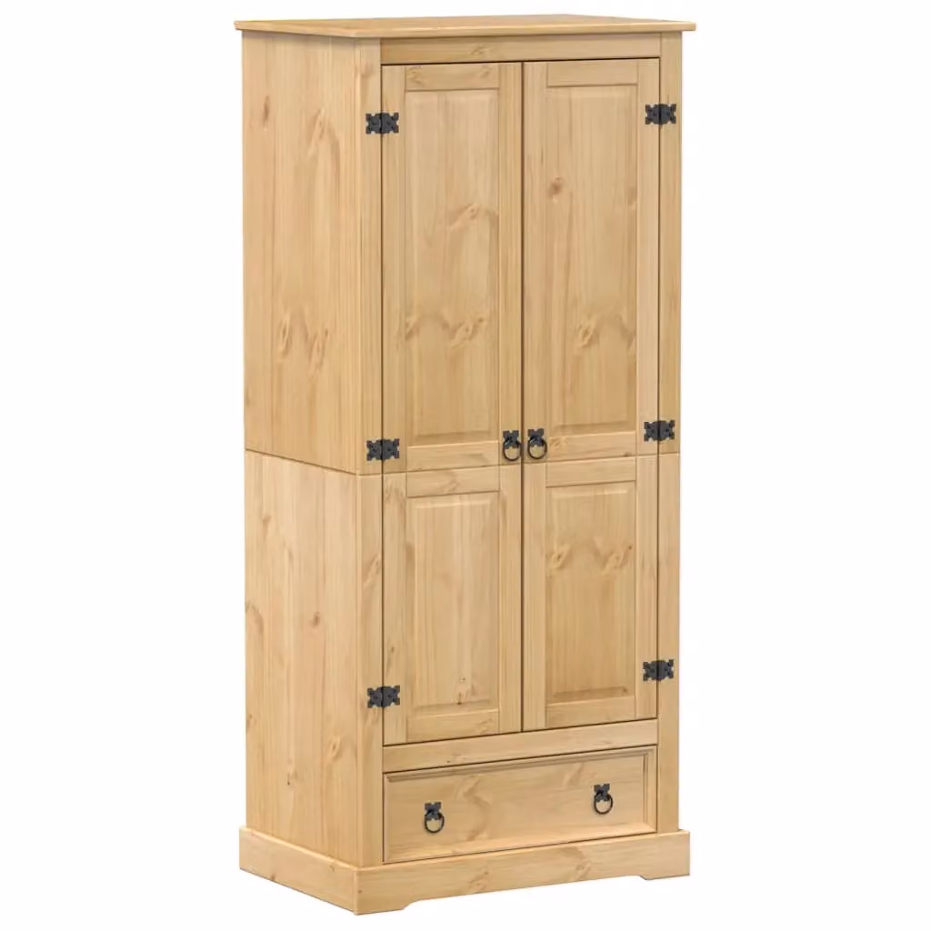 Berkfield Home Corona Wardrobe in Brown Solid Wood Pine, W/D/H: 76 x 50 x 170 cm – 2