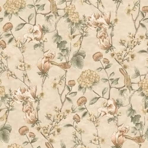 Holden Decor Floral Bird Trail Cream Wallpaper with Botanical and Animal Patterns