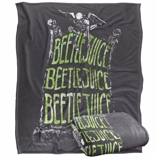 LOGOVISION Beetlejuice Headstone Name Super Soft Silky Touch Fleece Throw Blanket, Multicolour, W: 152 cm, D: 127 cm