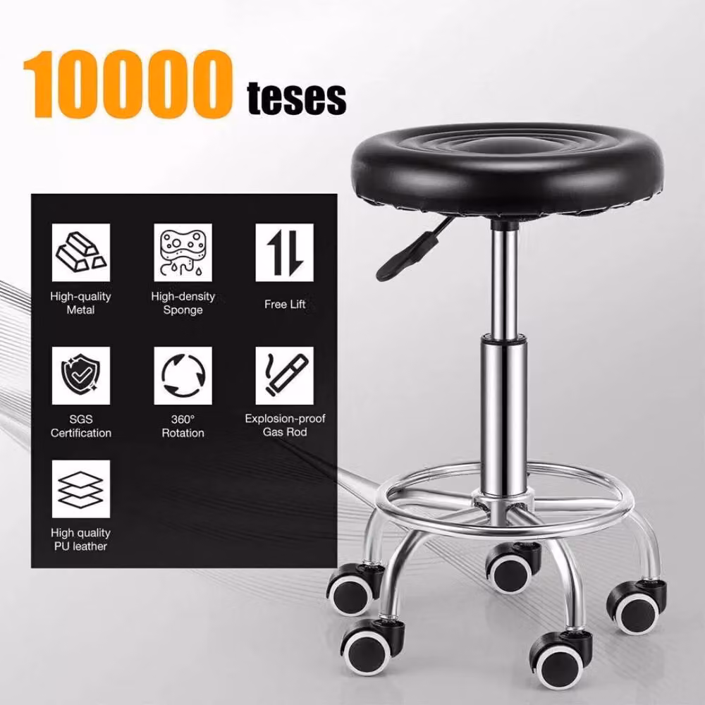Kelvenix Height Adjustable Swivel Round Salon Stool in Black – 5