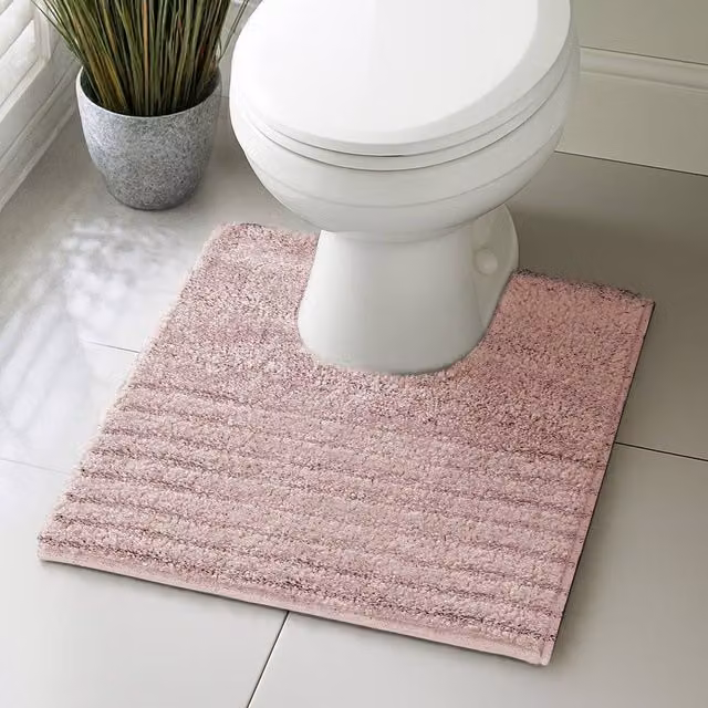 Velosso Linear Pink Microfibre Bath and Pedestal Mat with Non-Slip Backing, Large