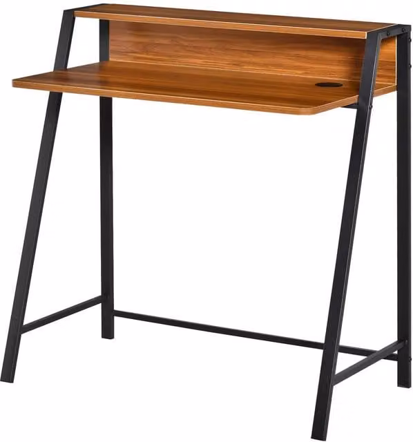 Rolipo Writing Desk in Walnut with Storage Shelf, W: 84 cm, D: 45 cm