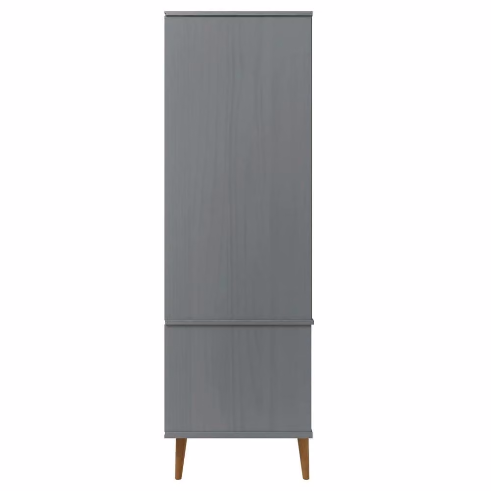 Berkfield Home MOLDE Wardrobe in Grey Solid Pine with Integrated Drawers W/D/H: 90 x 55 x 175 cm – 3