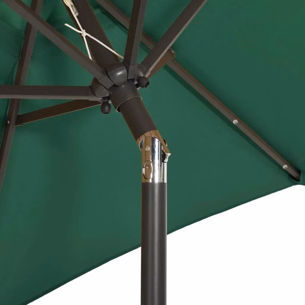 Berkfield Home Green Aluminium Parasol with LED Lights, W: 200 cm, H: 211 cm – 3
