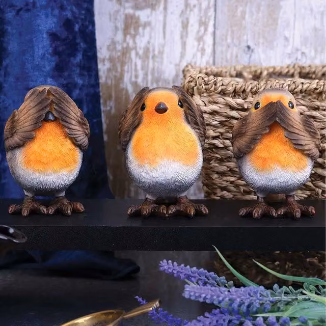 Nemesis Now Three Wise Robin Figurines, Brown and Multicolour, Height: 8 cm