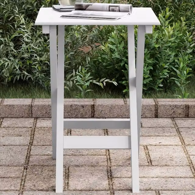 Berkfield Home Foldable Side Table in White Solid Poplar Wood – 1