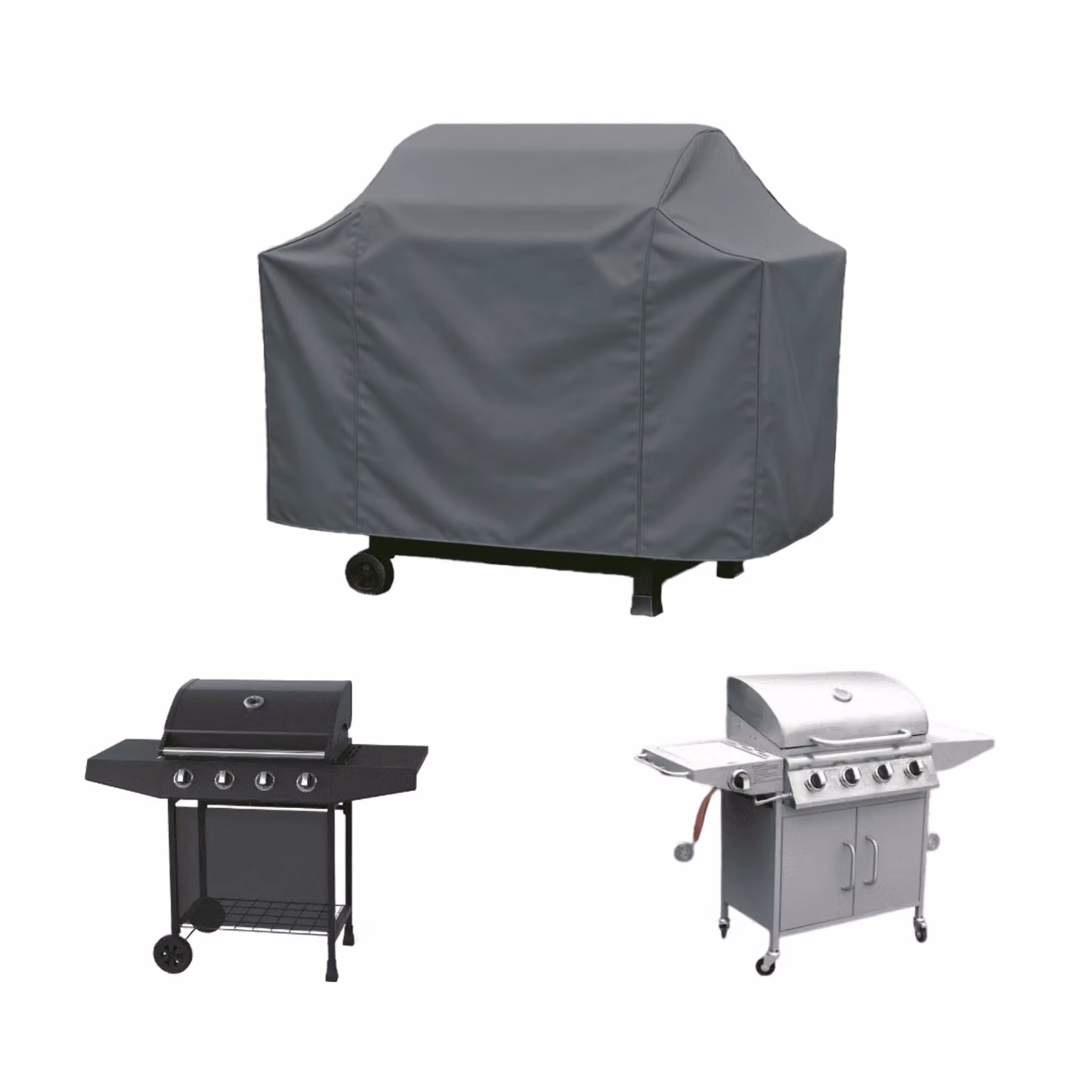 Home Source Duracover Waterproof 4 Burner Gas and Charcoal BBQ Protective Cover in Grey, W/D/H: 155 x 79 x 61 cm – 2