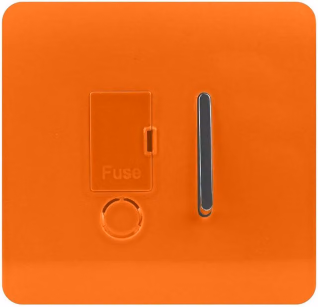 Trendi Switch Modern Glossy Tactile 13 A Single Fused Spur Connection Unit with Flex Outlet in Sunset Orange – 1