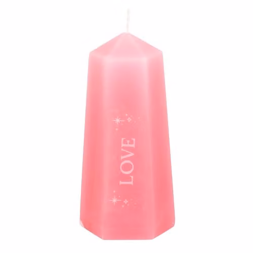 KDMD Love Crystal Candle with Hidden Rose Quartz in Pink, W/D/H: 7.5 x 7.5 x 15.5 cm