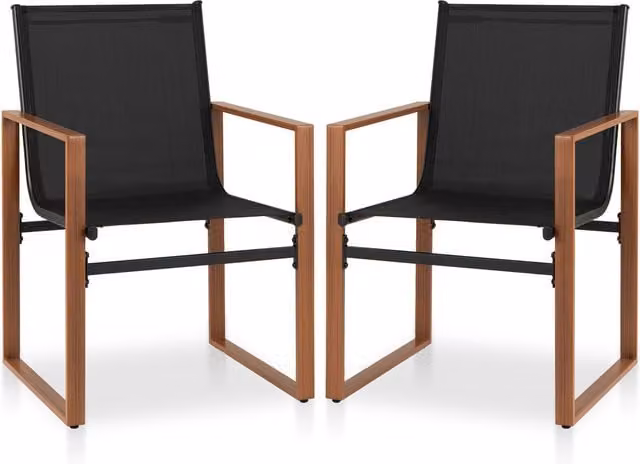 COSTWAY Set of 2 Modern Black Patio Furniture Chairs
