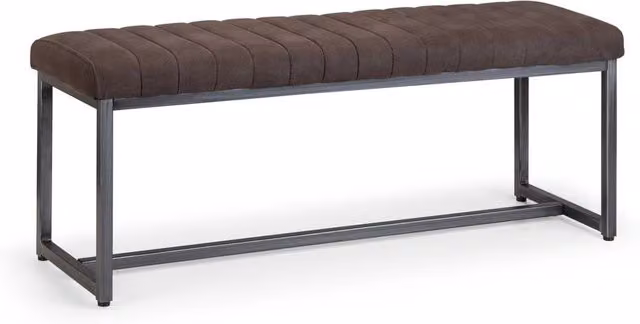 Cheshire Premium Kingsley Upholstered Bench in Dark Brown with Gunmetal Metal Frame