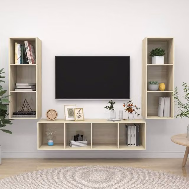 Berkfield Home 3 Piece Sonoma Oak TV Cabinet Set in Brown