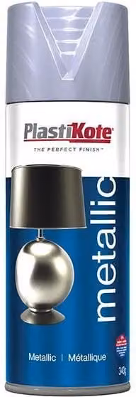 Plastikote Metallic Spray Pewter 400ml Quick Drying Opaque Silver Grey Paint for Wood