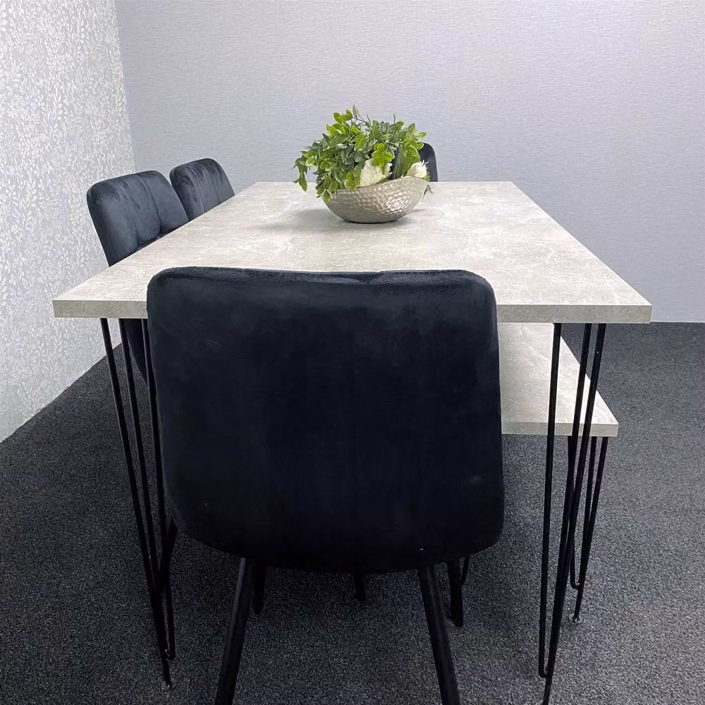 Kosy Koala Modern Dining Set in Brown with 4 Black Chairs and 1 Bench – 2