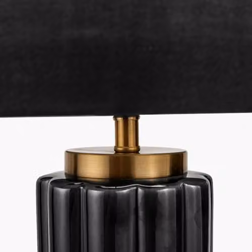 Pacific Lifestyle Art Deco Ceramic Ombre Black Table Lamp with Fabric Shade – 2