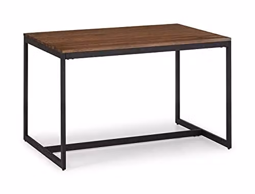 Julian Bowen Tribeca Rectangular Modern Dining Table in Black and Walnut, W: 120 cm, H: 75 cm