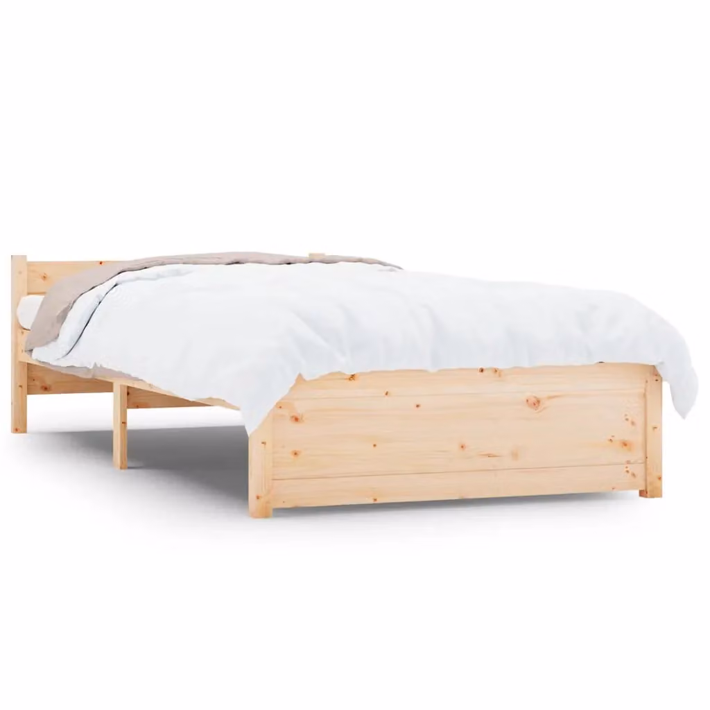 Berkfield Home Small Single Solid Wood Pine Bed Frame in Brown, W: 75 cm, L: 190 cm – 2