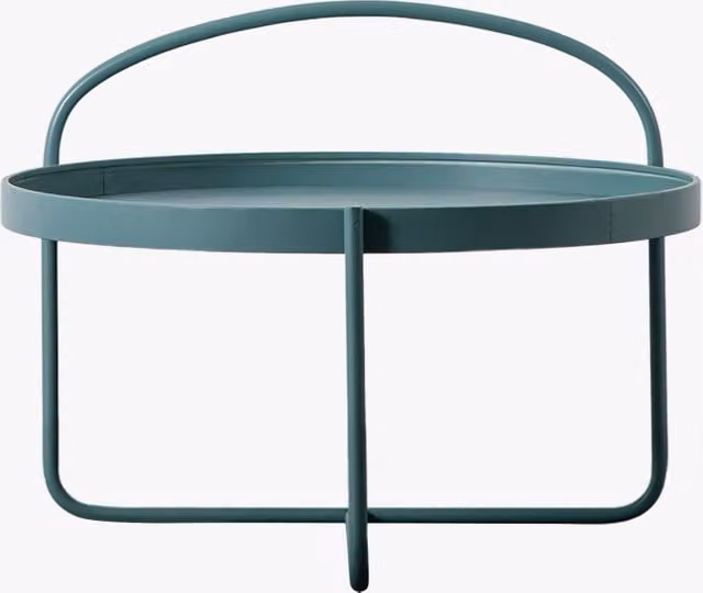 Perch & Parrow Minimalist Round Petrol Metal Coffee Table with Sled Base