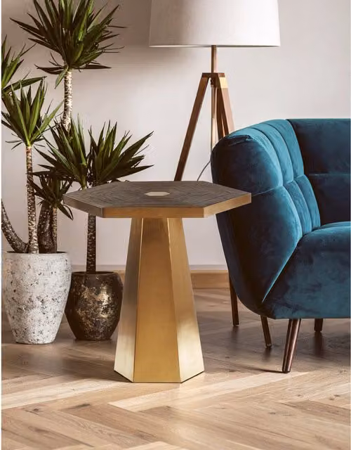 Orsina Large Hexagon End Table in Gold – 1