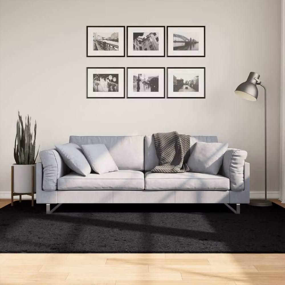 Berkfield Home OVIEDO Short Pile Rug in Black, W: 160 cm, D: 230 cm – 2