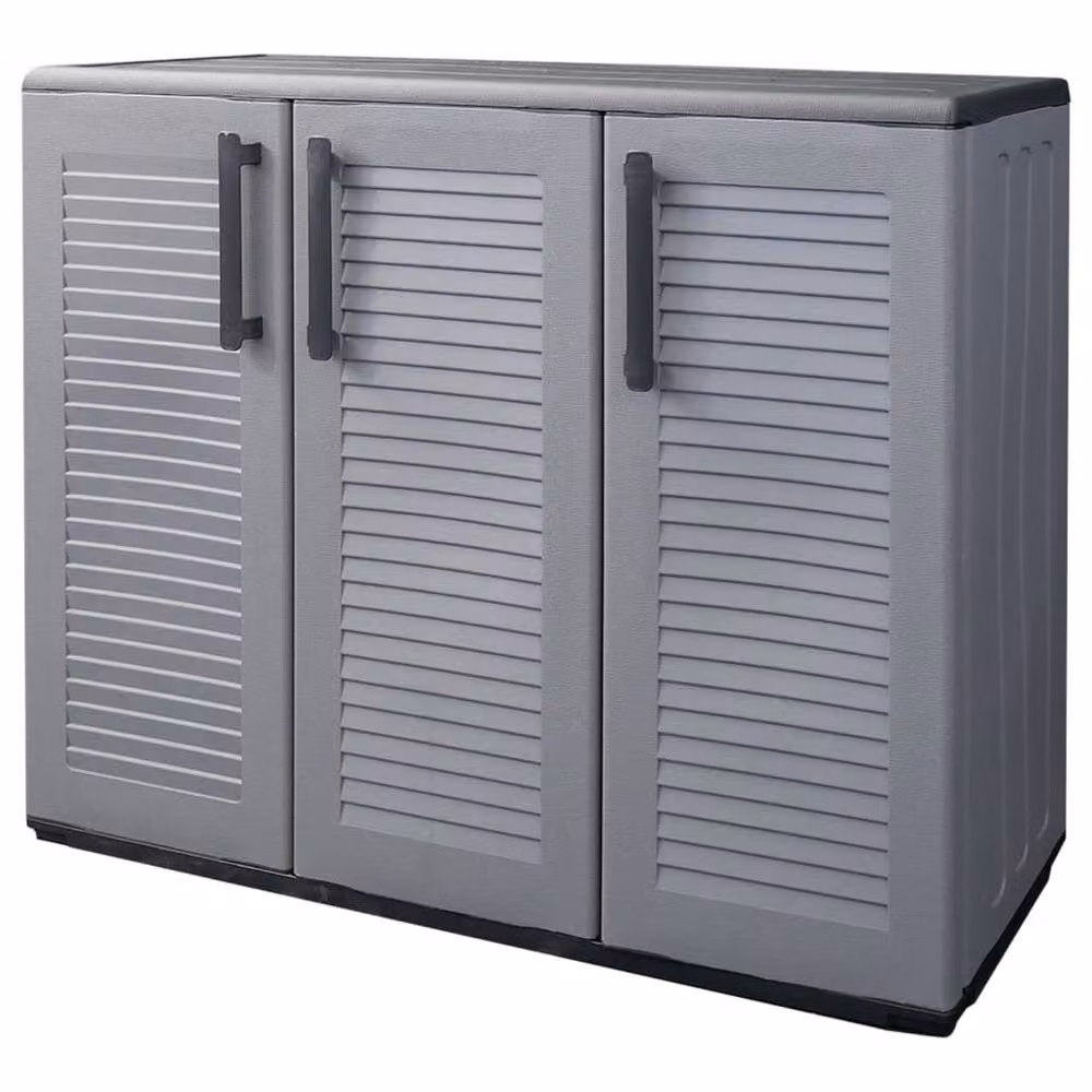 Berkfield Home Garden Storage Cabinet in Grey and Black, W/D/H: 102 x 37 x 84 cm – 2