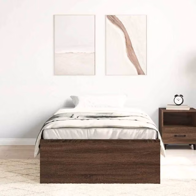 Berkfield Home Modern Bed Frame in Brown Oak, W/D/H: 90 x 200 cm