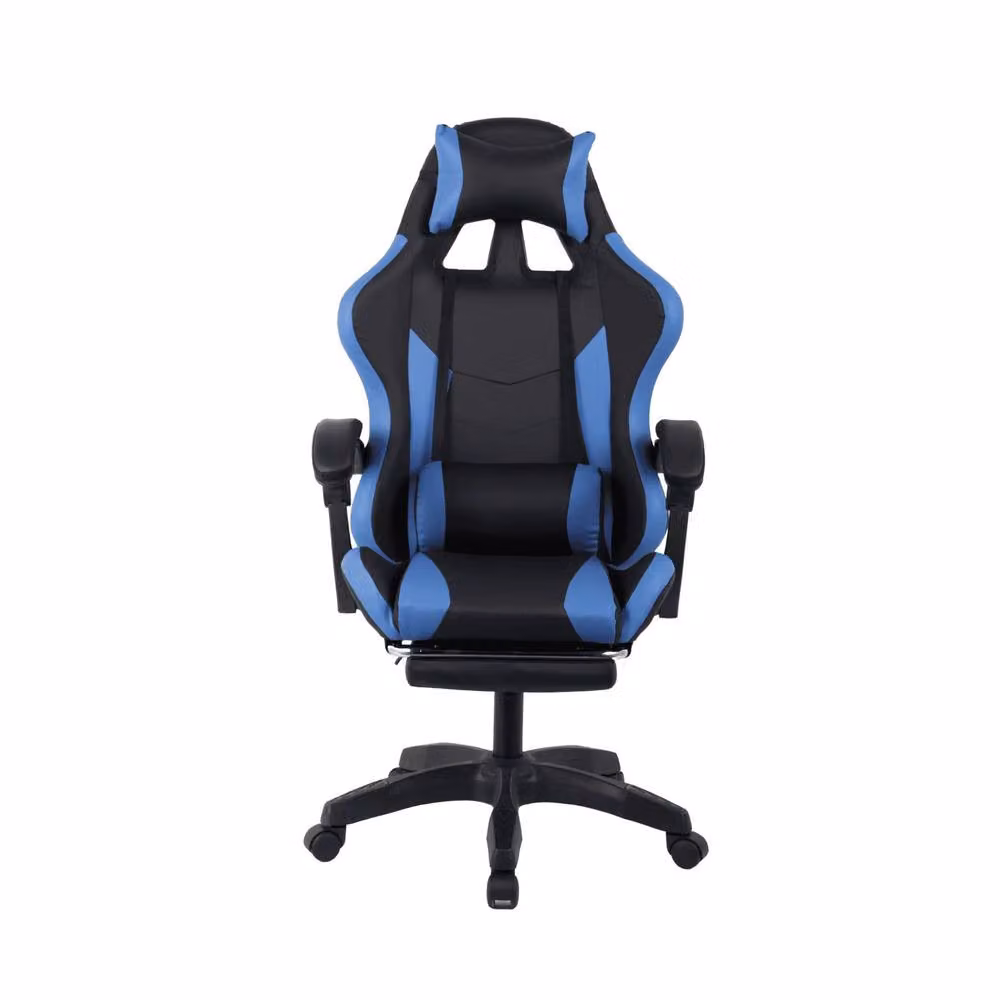 Home Source Neuro Adjustable Blue and Black Synthetic Leather Gaming Chair with Footrest and Headrest – 3