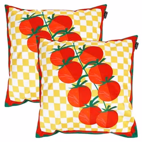 icon Italy Collection Indoor Outdoor Square Cushions, Set of 2, Red
