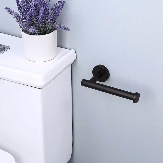 EONLION Wall Mounted Metal Toilet Roll Holder in Black – 1