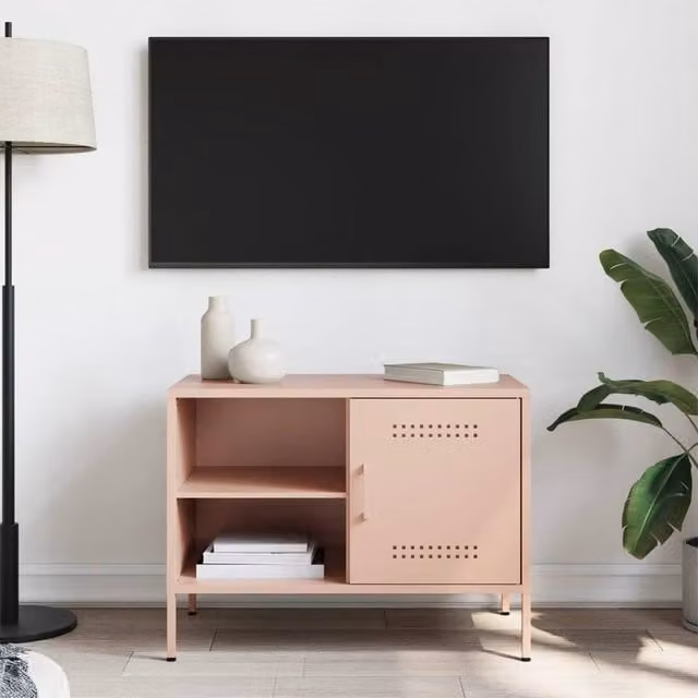 Berkfield Home Modern Pink Metal TV Cabinet W: 68 cm, D: 39 cm, H: 50.5 cm