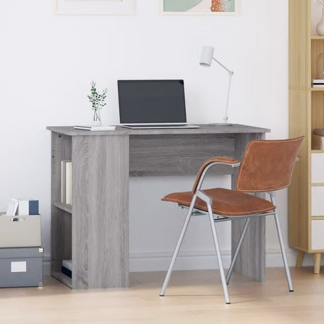 Berkfield Home Computer Desk in Grey Sonoma, W/D/H: 100 x 55 x 75 cm
