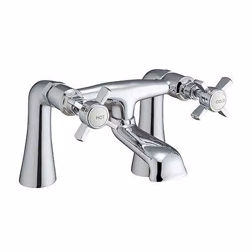 Nes Home Two Handle Chrome and Brass Bathtub Filler Tap