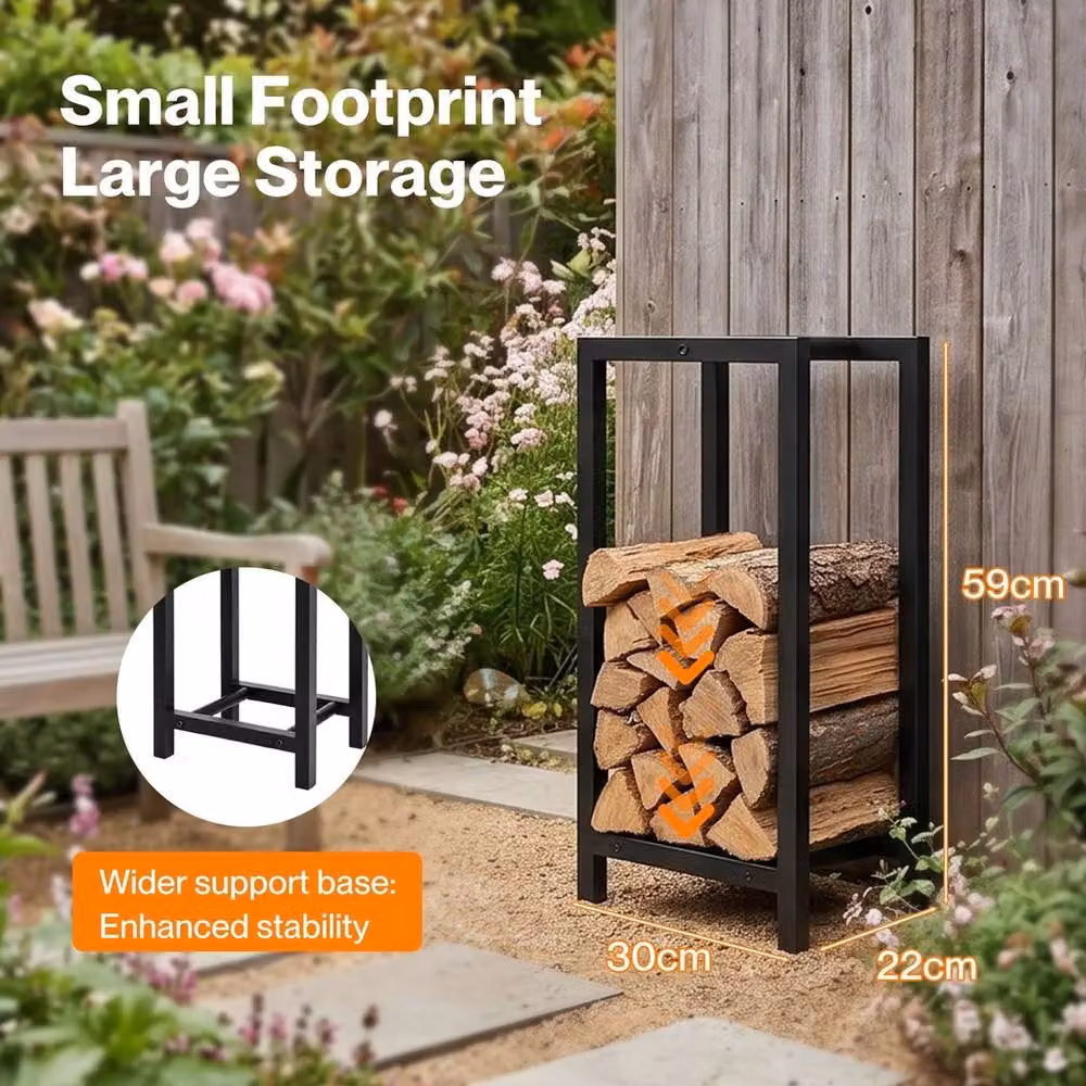 Nordara Black Metal Outdoor Firewood Rack, W/D/H: 30 x 22 x 59 cm – 5