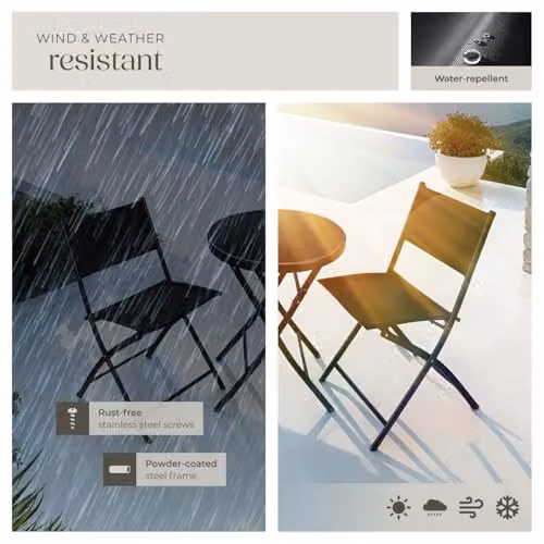 tectake Garden Bistro Set with Glass Top Round Table and 3 Chairs in Black – 7