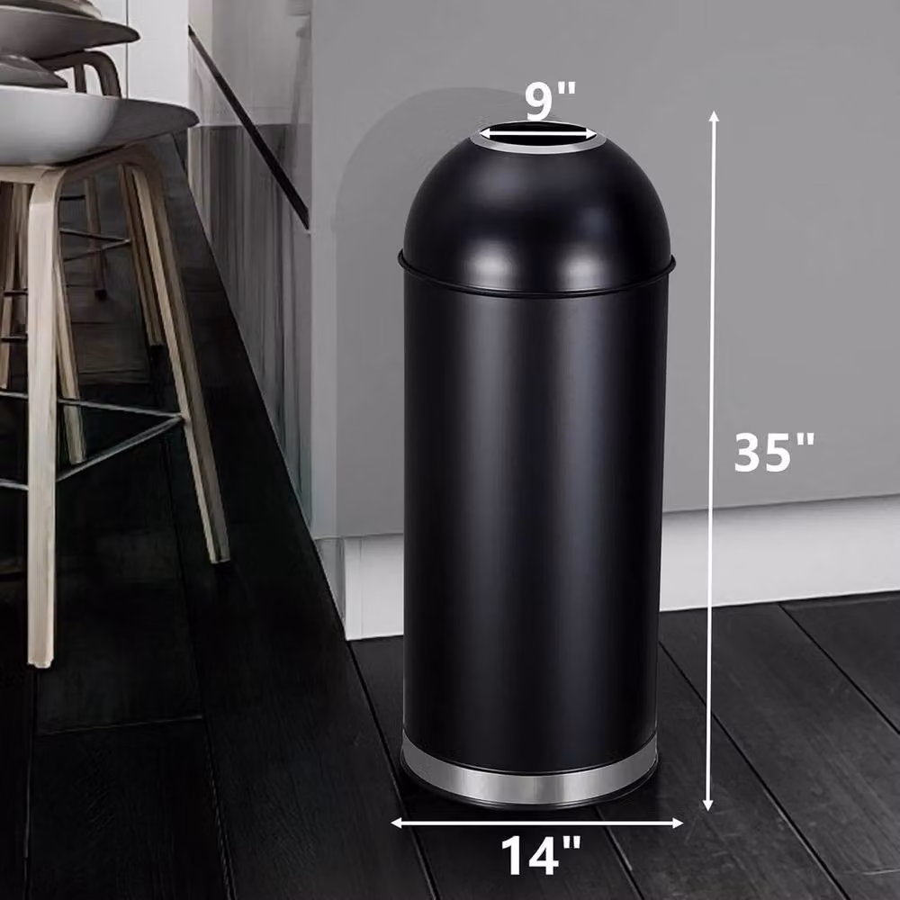VOGREX 65L Commercial Grade Stainless Steel Trash Can with Flip Lid, Black – 2