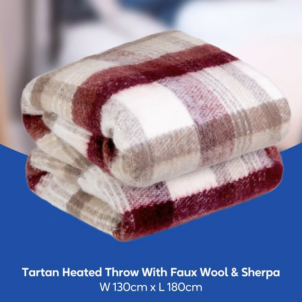 Russell Hobbs RHHT1006TAR Electric Heated Throw in Multicolour Faux Wool and Sherpa, W: 180 cm, D: 130 cm – 3