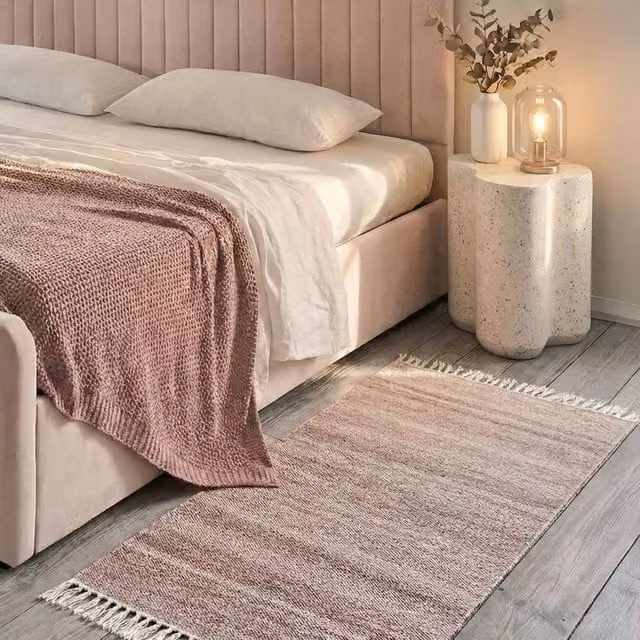 Wyld and Coco Red and Pink Light Indoor Outdoor Flat Weave Rug with Fringes, W: 80 cm, L: 150 cm