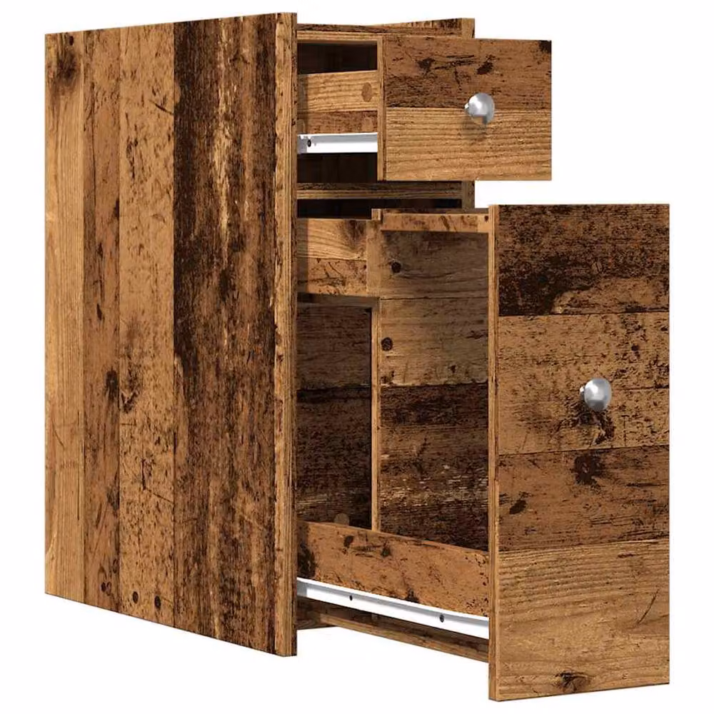 Berkfield Home Narrow Bathroom Cupboard with Wheels in Old Wood Brown, W/D/H: 50.0 x 21.5 x 60.0 cm – 4