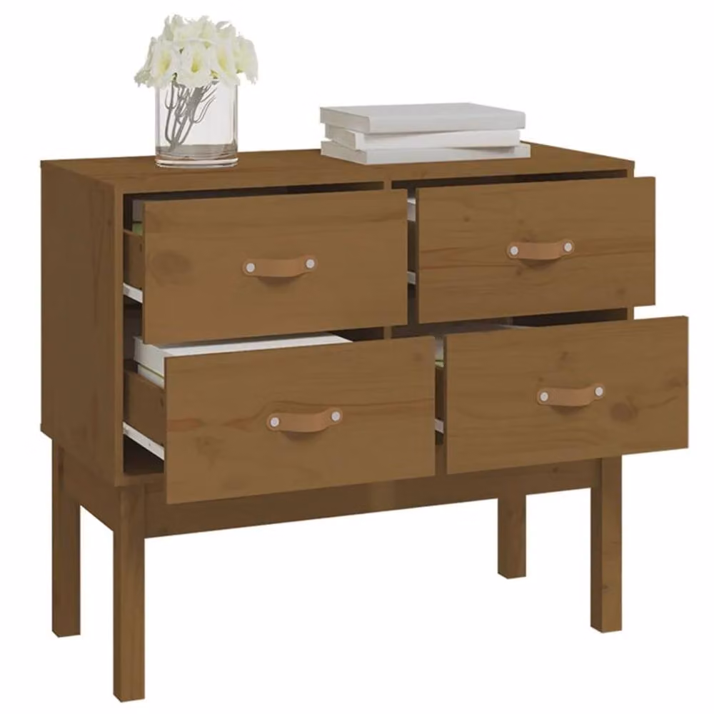 Berkfield Home Rustic Solid Wood Pine Console Cabinet, Honey Brown, W/D/H: 90 x 40 x 78 cm – 4