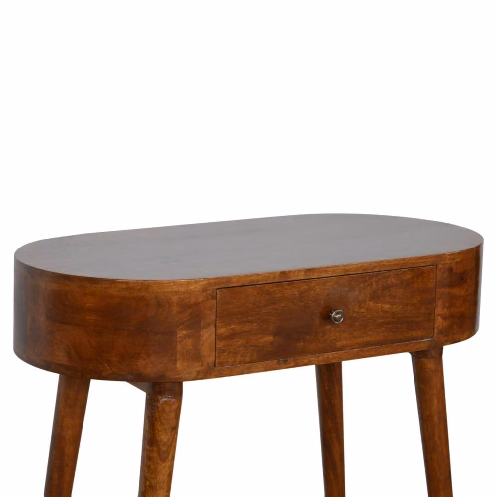 Wyld Haus Bellagio Mango Wood Oval Console Table with Drawer in Brown – 3