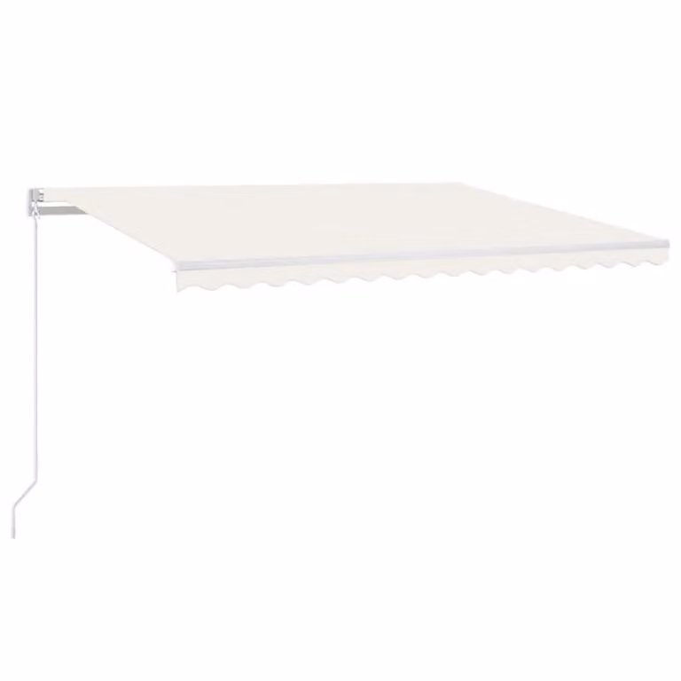 Berkfield Home Manual Retractable Awning with LED, Cream, W/D/H: 400 x 300 cm